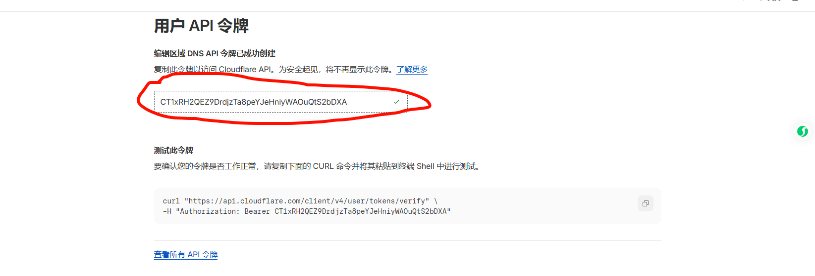 步骤6：Token创建成功
